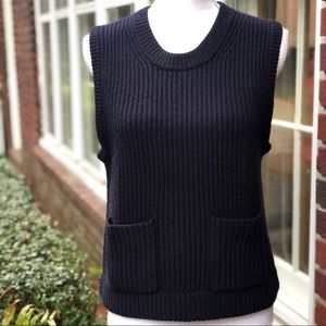 Madewell Wool Navy Blue Pocket Vest